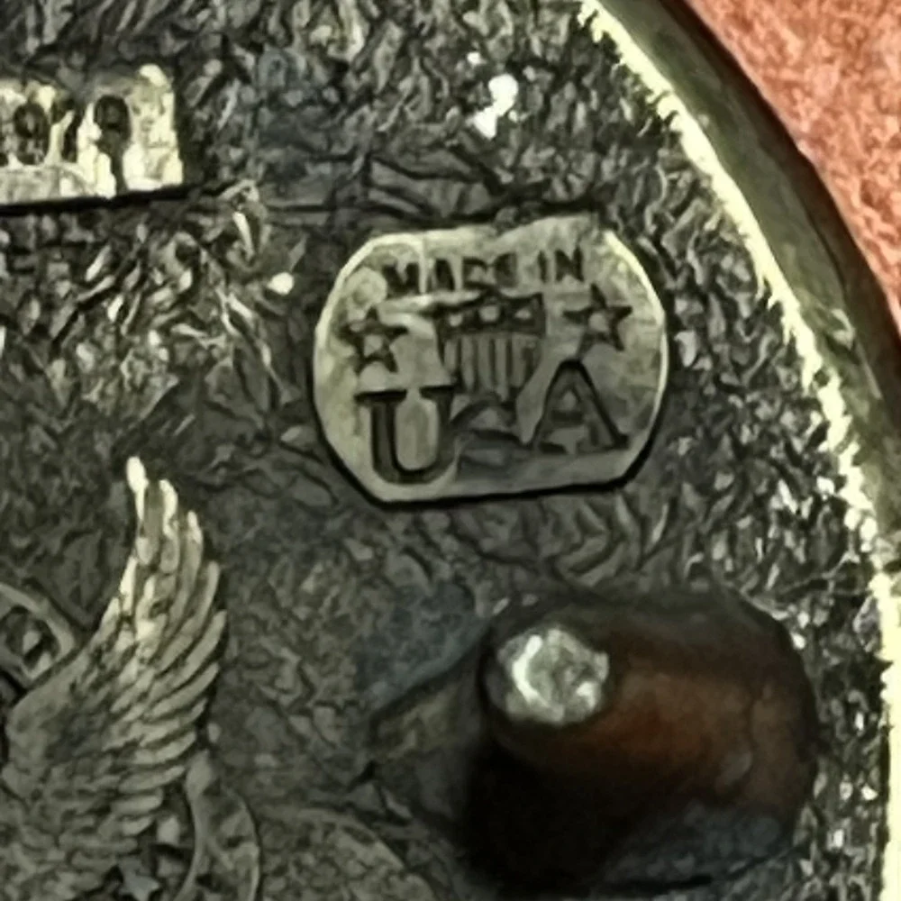 VTG 1979 Indiana Metal Craft Buffalo Nickel Belt Buckle 335 Limited Silver